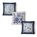 Ver imagem 4 de Kit 3 Capas de Almofada 43x43cm Microfibra Floral Azulejo Floral Azul