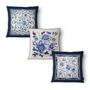 Ver imagem 4 de Kit 3 Capas de Almofada 43x43cm Microfibra Floral Azulejo Floral Azul