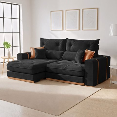 Sofá Retrátil e Reclinável Molas Ensacadas Pillow Top 25cm 2 Lugares 210cm Columbia