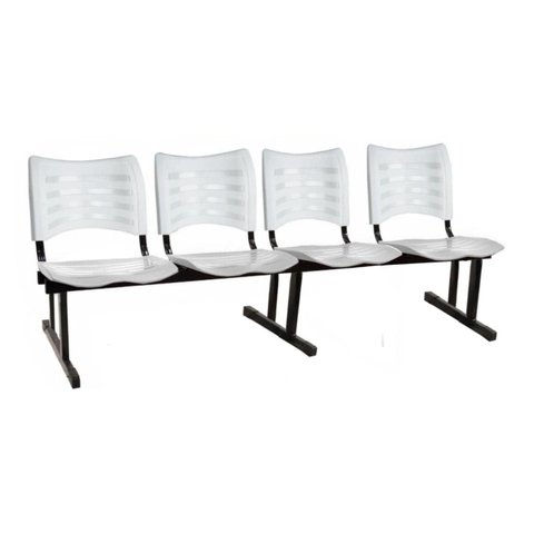 Cadeira Longarina Plástica 04 Lugares - Cor Branco - Mrplast - 34193