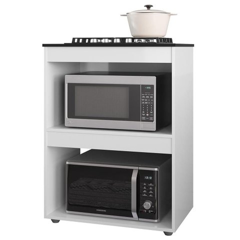 Balcão para Cooktop e Forno Microondas 75cm Adriana Branco - Ajl Móveis