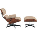 Ver imagem 1 de Poltrona com Puff Charles Eames Madeira Pau-ferro Couro Natural Legitimo:off-white