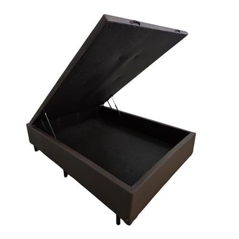 Base Cama Box com Baú Solteiro, Queen, Casal, King Suede Marrom - Marrom - Casal