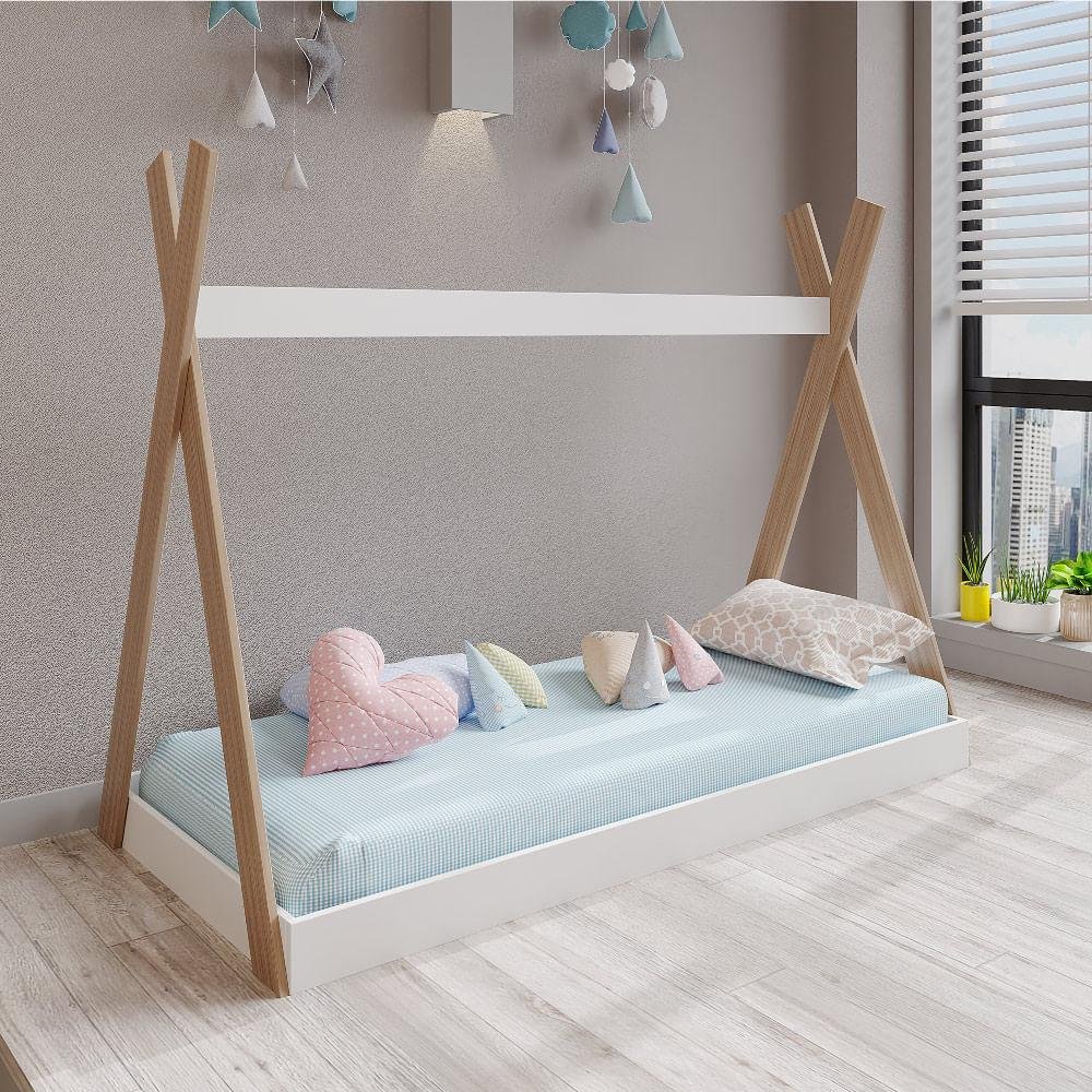 Mini Cama Montessoriana Cabana Branco/Montana - Casatema - 1