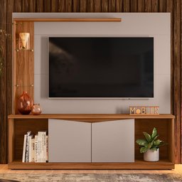 Estante Home Theater Tucson 1.8 para Tv até 70” Cinamomo Mel/grigio - Mobler - 2