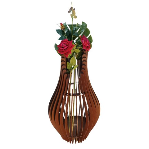 Vaso de Chão Decorativo Grande Andromeda Mdf:marrom/85x30cm