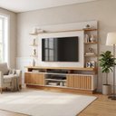 Ver imagem 1 de Estante para TV 65 Polegadas MDF 191cm x 218cm Casuá Branca Off White/Nature