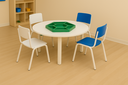 Ver imagem 1 de Jogo de Mesa Infantil Redonda com Organizador e com 4 Cadeiras Coloridas Resistentes Escola Creche