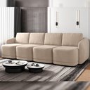 Ver imagem 7 de Sofá Cama para Sala de Estar 5 Lugares 436cm Montserrat K01 Veludo Bege - Lyam Decor