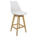 Ver imagem 2 de Kit 5 Banquetas Monty Leda Luisa Saarinen Alta Base Fixa Madeira