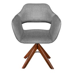 Poltrona Decorativa Zara Base Giratória - Linho Cinza - 1