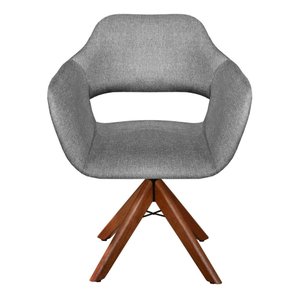 Poltrona Decorativa Zara Base Giratória - Linho Cinza