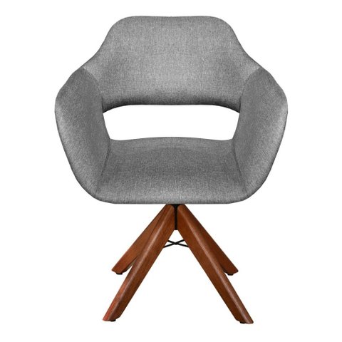 Poltrona Decorativa Zara Base Giratória - Linho Cinza