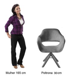 Poltrona Decorativa Zara Base Giratória - Linho Cinza - 4