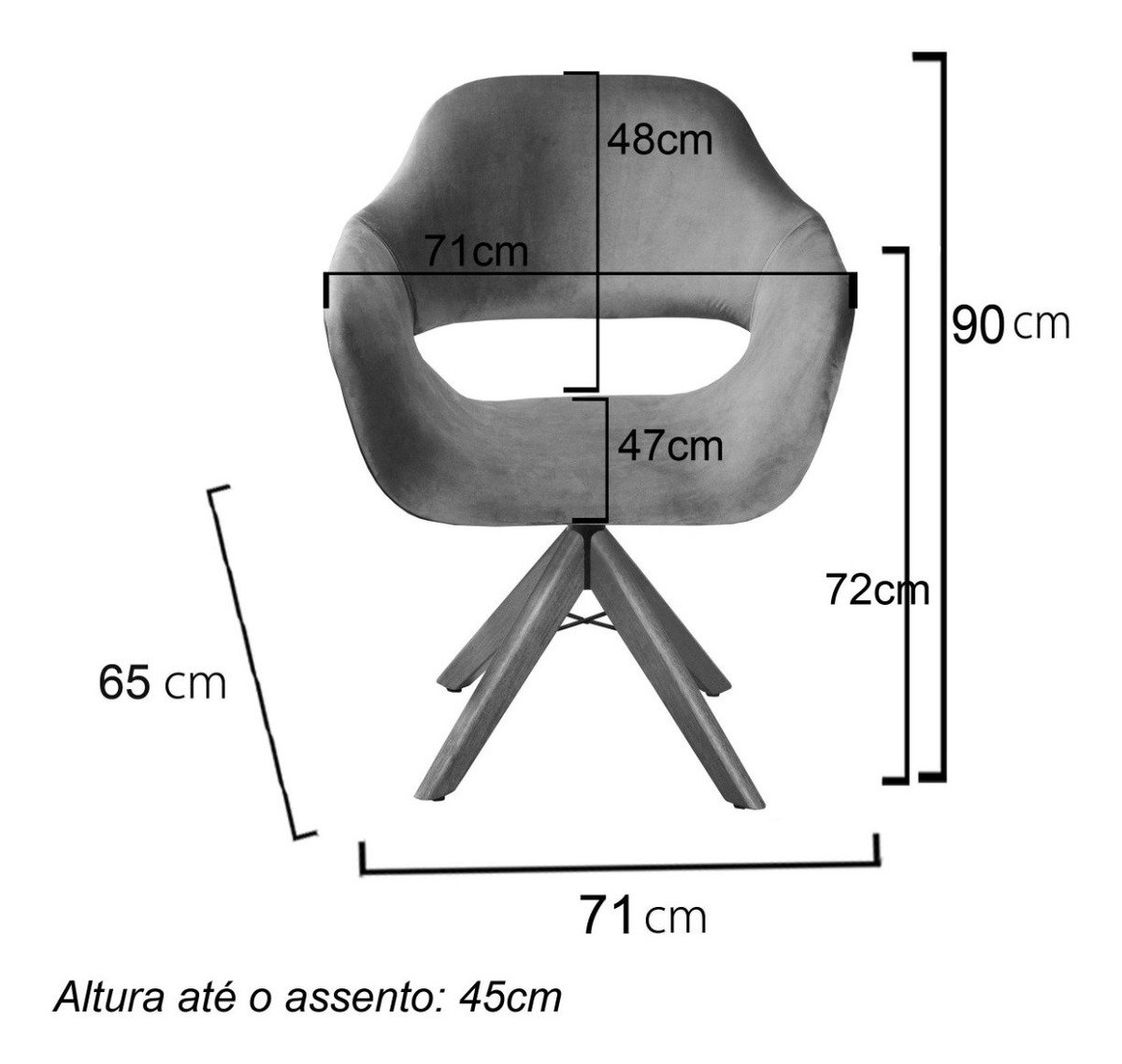 Poltrona Decorativa Zara Base Giratória - Linho Cinza - 3