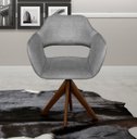 Ver imagem 2 de Poltrona Decorativa Zara Base Giratória - Linho Cinza