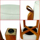 Ver mais imagens de Kit 2 Puff Banqueta Redondo Zoe Linho Gelo Decorativo Base de Madeira - Arkell