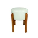 Ver imagem 2 de Kit 2 Puff Banqueta Redondo Zoe Linho Gelo Decorativo Base de Madeira - Arkell