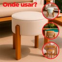 Ver imagem 5 de Kit 2 Puff Banqueta Redondo Zoe Linho Gelo Decorativo Base de Madeira - Arkell