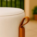 Ver imagem 6 de Kit 2 Puff Banqueta Redondo Zoe Linho Gelo Decorativo Base de Madeira - Arkell