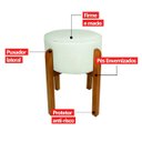 Ver imagem 4 de Kit 2 Puff Banqueta Redondo Zoe Linho Gelo Decorativo Base de Madeira - Arkell