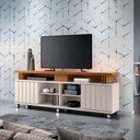 Ver imagem 1 de Bancada Decorativa Grohl 1.8 Porta Deslizante Tv até 70 Pol Off White/cinamomo G26 - Gran Belo