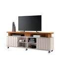 Ver imagem 2 de Bancada Decorativa Grohl 1.8 Porta Deslizante Tv até 70 Pol Off White/cinamomo G26 - Gran Belo