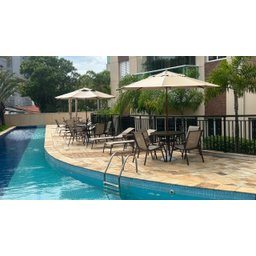 Kit Moveis Piscina Jogo de Mesa 4 Cadeiras Aluminio, 2 Espreguiçadeiras e Guarda Sol Ombrelone - 4
