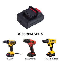 Bateria 12v 20v 13ah para Ferramenta Parafusadeira 20v 2.0ah Hawk e Deko - 4