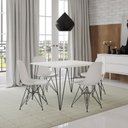 Ver imagem 1 de Conjunto Mesa de Jantar Industrial Clips Branca 120x75 com 4 Cadeiras Eiffel Brancas de Ferro Preto