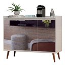 Ver imagem 1 de Buffet Aparador Retrô com Espelho Delux 3 Portas Branco Gloss - Moveisaqui