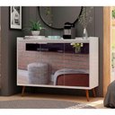 Ver imagem 2 de Buffet Aparador Retrô com Espelho Delux 3 Portas Branco Gloss - Moveisaqui