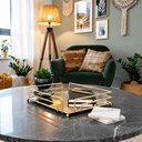 Ver imagem 2 de Bandeja Decorativa Espelhada Firenze Dourada 30x20cm Retangular Lavabo Aparador Escritório