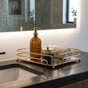 Ver imagem 4 de Bandeja Decorativa Espelhada Firenze Dourada 30x20cm Retangular Lavabo Aparador Escritório