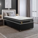 Ver imagem 6 de Cama Box Base Solteiro + Colchão Life D33 Pillow Top 88x188cm - Preto/Couro Preto - e-Shop Casa