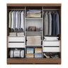 Guarda Roupa Casal com Espelho 3 Portas 4 Gavetas Betina Prime Savana/Grafite/Off White - 100% MDF - 3