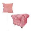 Ver imagem 1 de Uma Poltrona Luiz Xv Capitonê Retrô + Uma Almofada Suede Rosa/ Recepção, Barbearia