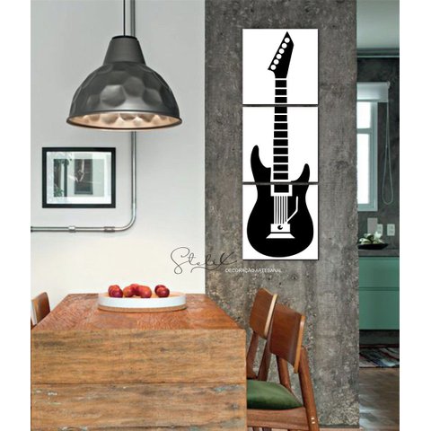 Quadros Placas MDF 6mm Sala Quarto Guitarra 3 un 29x29