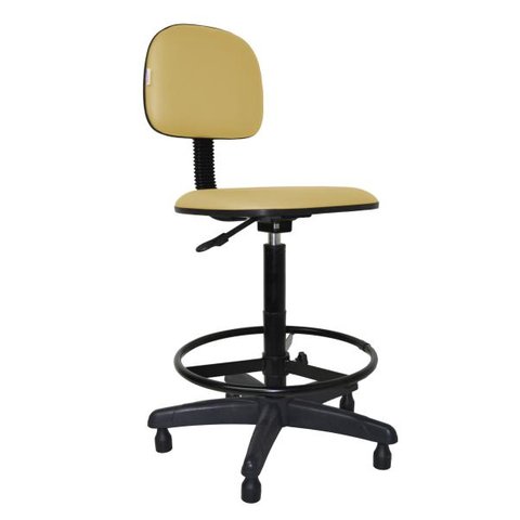 Cadeira Caixa Secretaria Polo - Couro Sintetico Corano - Bege