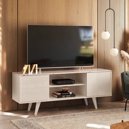 Rack Bancada Melissa TV 55 2 Portas Calacata Off White Tana Decor Madetec - 1