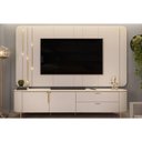 Ver imagem 1 de Estante P/ Sala até 75 Pol Celine C/ Led 241cm Off White/off White Dj Móveis