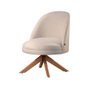 Poltrona Lilli com Base Giratória de Madeira Due Decor Bege - 1