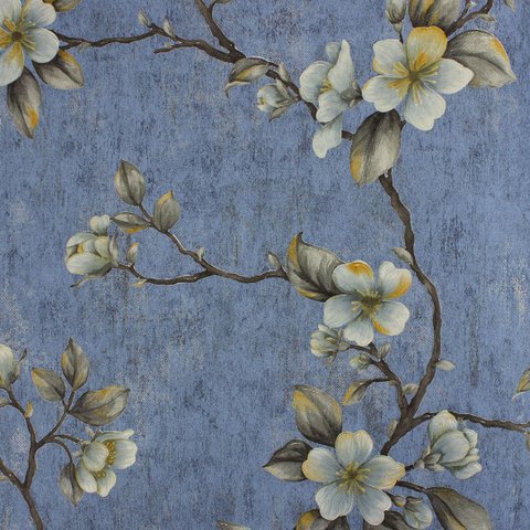 Papel de Parede Floral Azul Vinilico Lavável+ Cola Inclusa