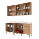 Ver imagem 3 de Cozinha Compacta Girassol 9 Portas e 3 Gavetas com Divisor de Talheres Freijó/Branco/Mármore Branco
