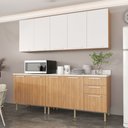 Ver imagem 1 de Cozinha Compacta Girassol 9 Portas e 3 Gavetas com Divisor de Talheres Freijó/Branco/Mármore Branco