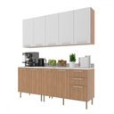 Ver imagem 2 de Cozinha Compacta Girassol 9 Portas e 3 Gavetas com Divisor de Talheres Freijó/Branco/Mármore Branco