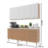 Cozinha Compacta Girassol 9 Portas e 3 Gavetas com Divisor de Talheres Freijó/Branco/Mármore Branco  - 4