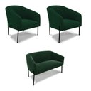 Ver imagem 1 de Sofá Namoradeira e 2 Poltronas Pé Ferro Pto Stella Bouclê Verde D03 - D'Rossi