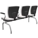 Ver imagem 5 de Cadeira Longarina 3 Lugares Aeroporto Recepção Cromado Baixa Flexi P03 Vinil Branco - lyam Lyam Deco