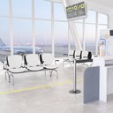 Ver imagem 2 de Cadeira Longarina 3 Lugares Aeroporto Recepção Cromado Baixa Flexi P03 Vinil Branco - lyam Lyam Deco